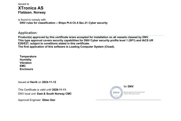 type approval certificate for XT-CSP